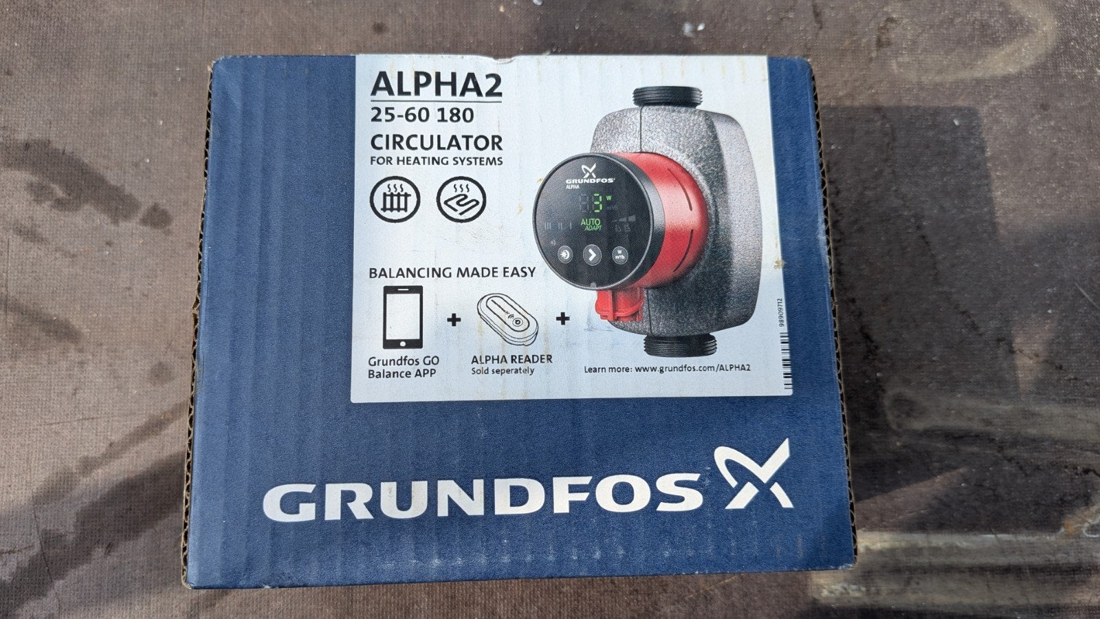 Grundfos ALPHA2 25-60 180 Circulatiepomp voor verwarming, Ophalen of Verzenden