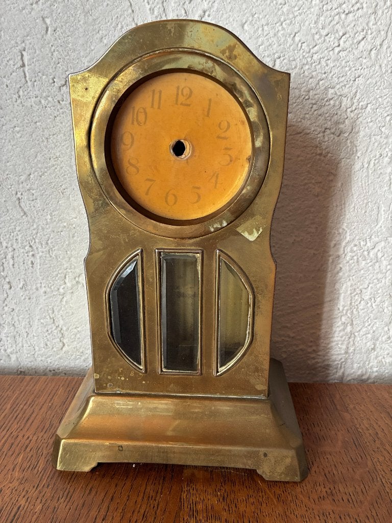 Antieke koper messing klok - Art Deco Nouveau Jugenstill, Ophalen of Verzenden