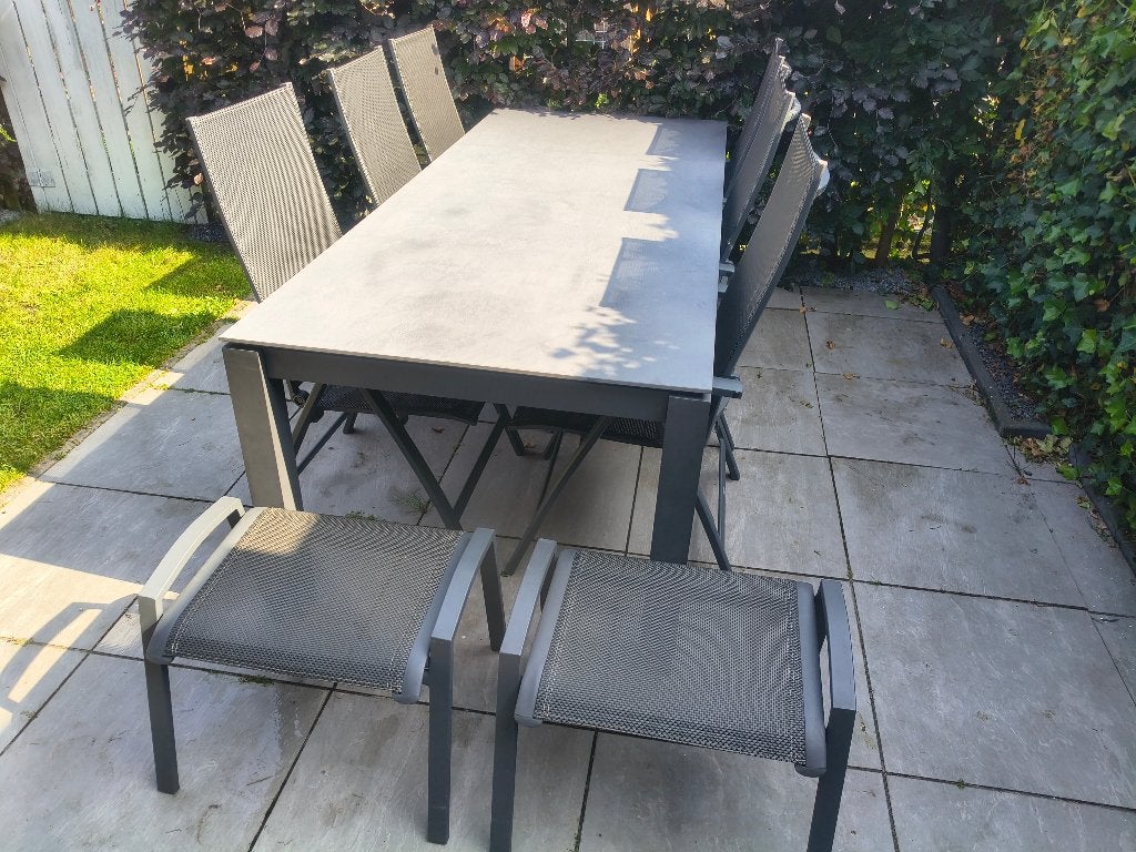 Complete tuinset voor 8 personen (11 delig), Ophalen, Gebruikt, Bijzettafel, Aluminium