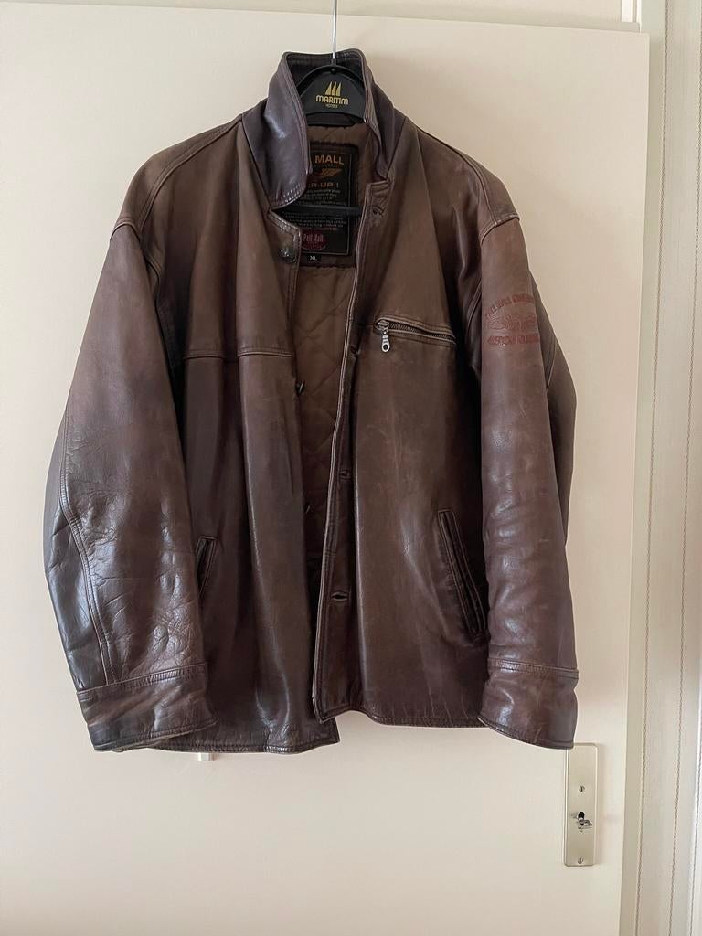 Pall Mall Mooie Lederen Pilotenjas/Herenjas/Jas/Coat, Kleding | Heren, Jassen | Winter, Gedragen, Maat 56/58 (XL), Bruin, Ophalen of Verzenden