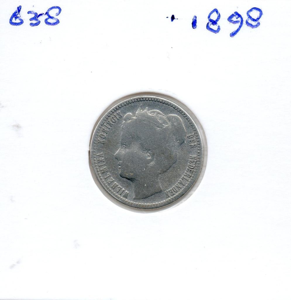 WILHELMINA KWARTJE 1898 ZILVER, Zilver, 25 cent, Ophalen of Verzenden, Koningin Wilhelmina