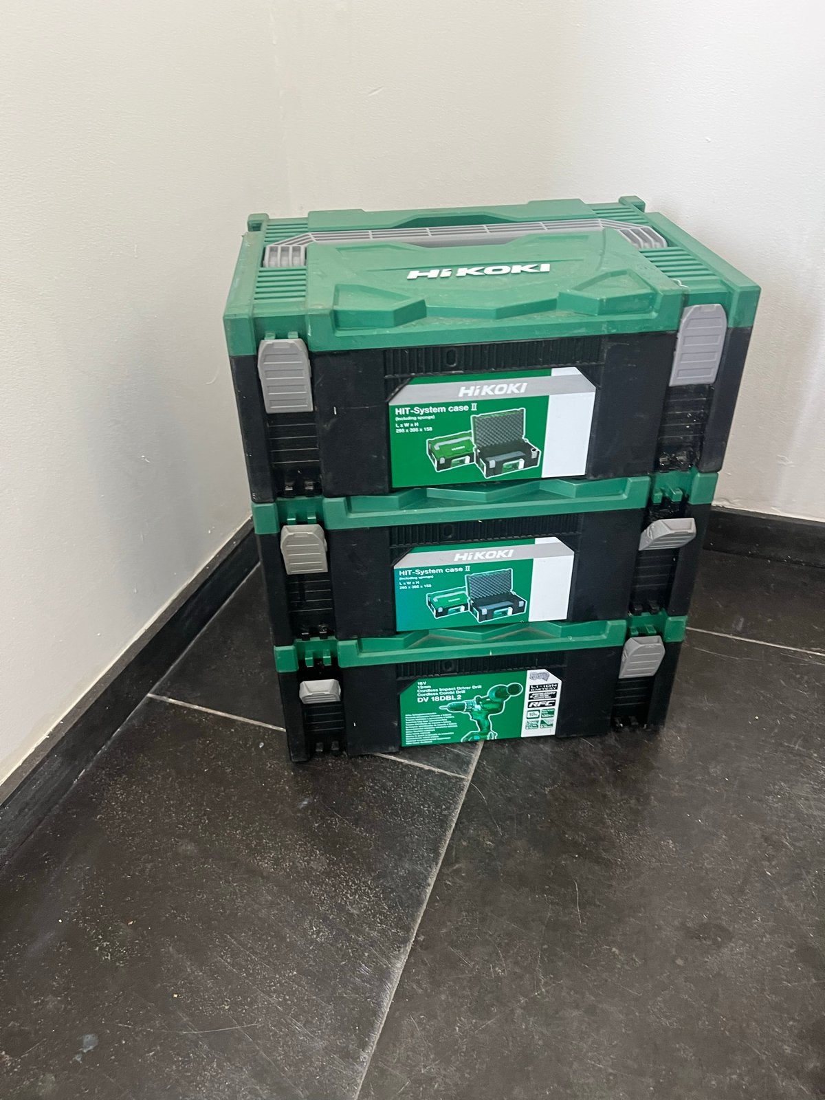 HiKOKI HSC 2 Box-koffer - 3 stuks, Leeg en gebuikt, Doe-het-zelf en Verbouw, Gereedschapskisten, Ophalen, Gebruikt