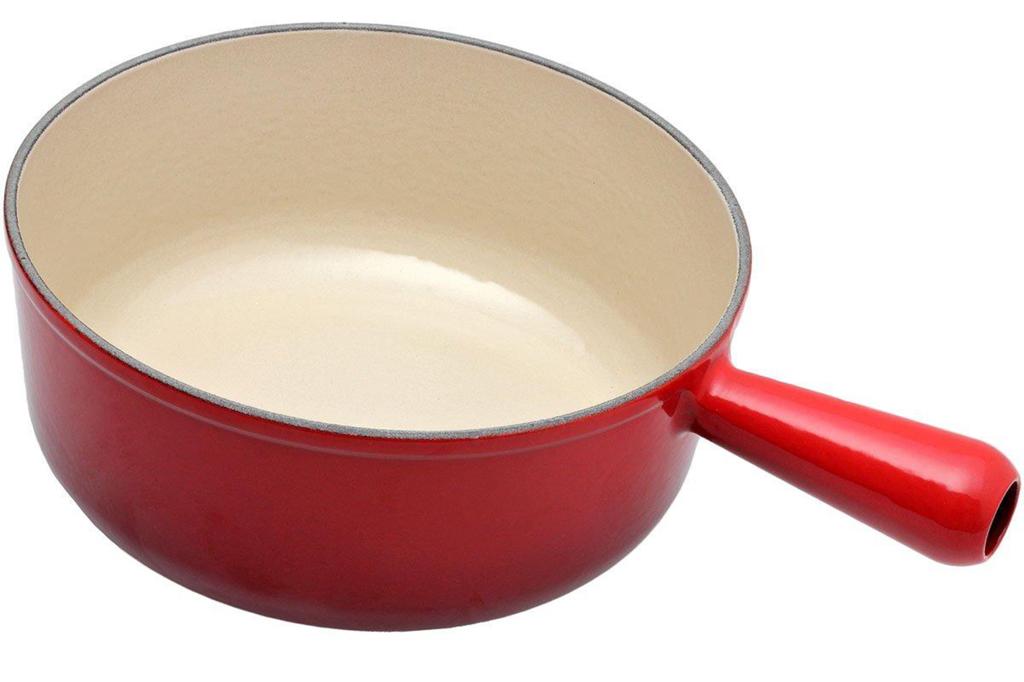 Le Creuset gietijzeren steelpan 22cm, 2,6L rood, Ophalen of Verzenden, Zo goed als nieuw, Koekenpan of Braadpan, Gietijzer