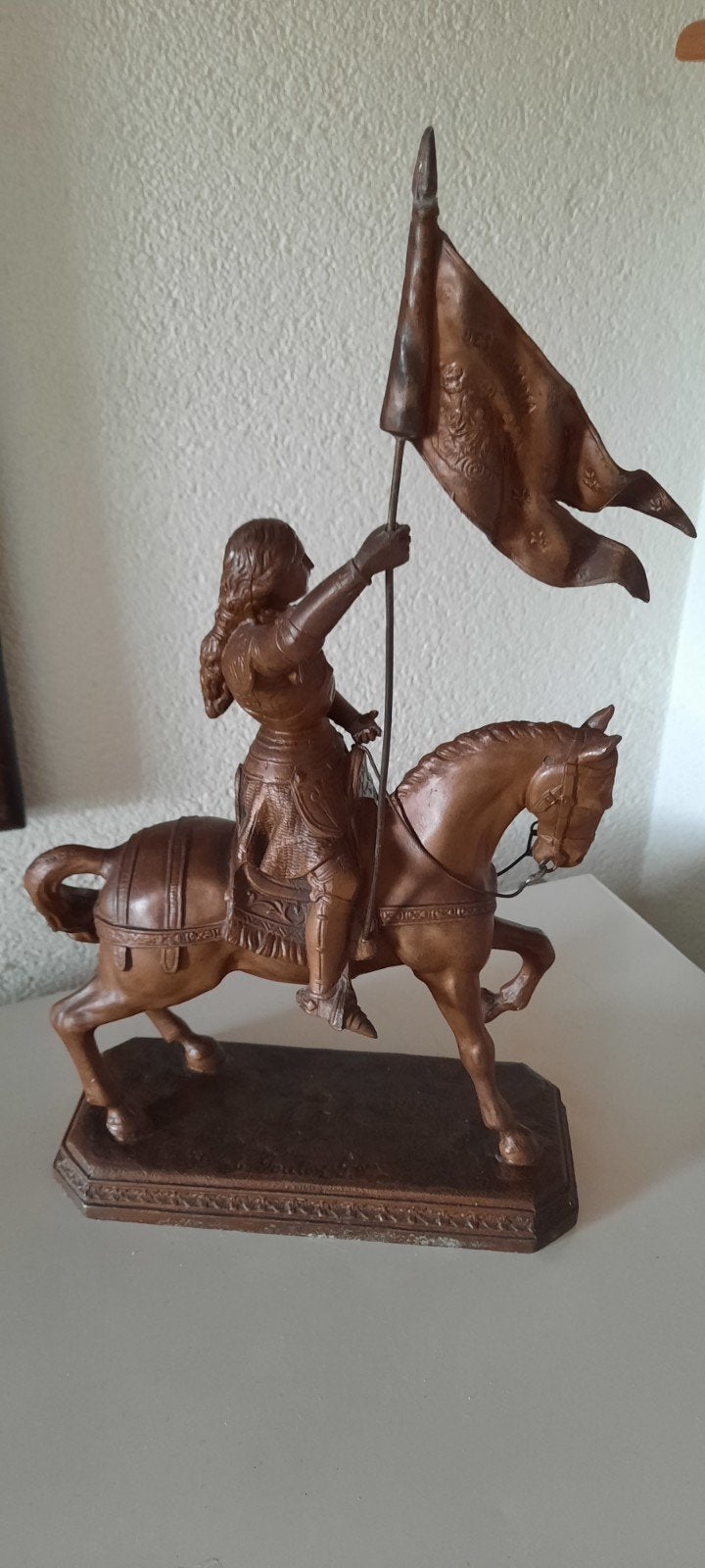 Antiek beeld Jeanne d'arc te paard, Ophalen, Overige onderwerpen, 20 - 50 cm, Op sokkel