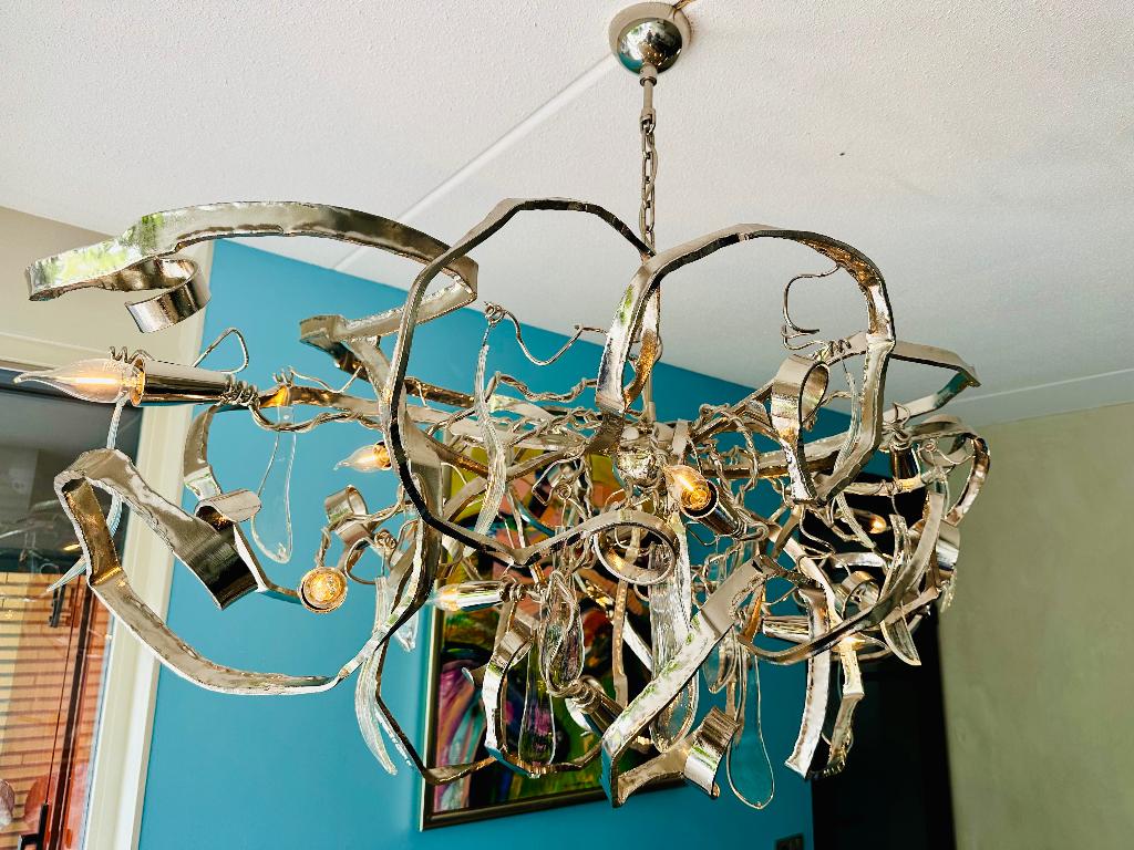 Brand van Egmond Delphinium hanglamp 140 cm x 70 cm, Ophalen, Zo goed als nieuw, Glas