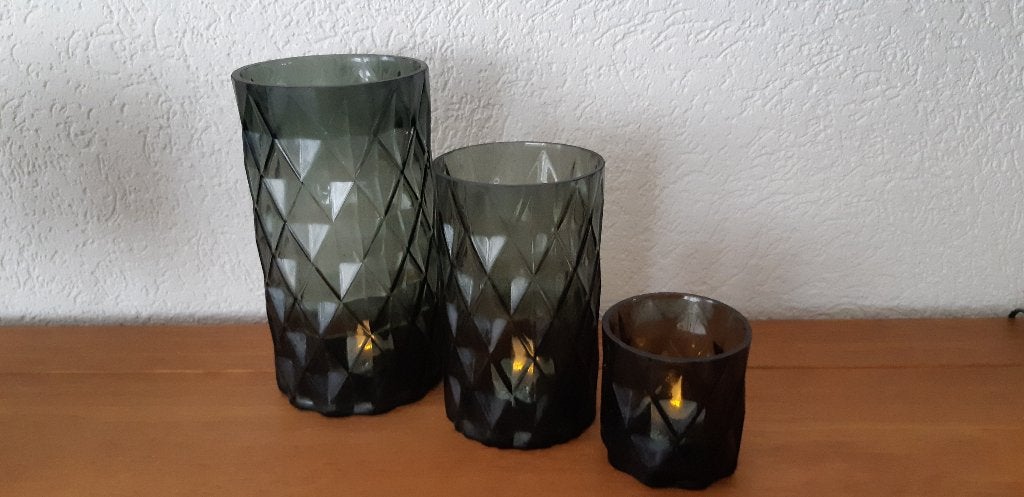 Glazen windlichten, Ophalen, Windlicht, 26 cm, Zwart