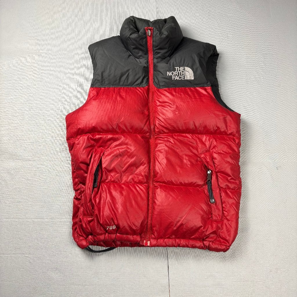 The North Face Nuptse donsbodywarmer 700, Kleding | Heren, Verzenden, Zo goed als nieuw, The North Face, Rood