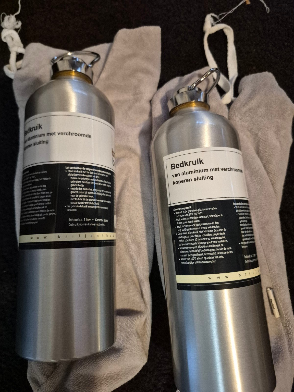2x Bedkruik aluminium met hoes, Ophalen of Verzenden