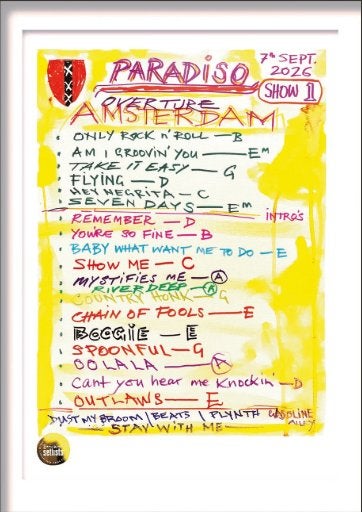 Litho origineel.Ron Wood, Paradiso Amsterdam Setlist ,7/9/26, Verzamelen, Ophalen of Verzenden, Nieuw, Poster, Artwork of Schilderij