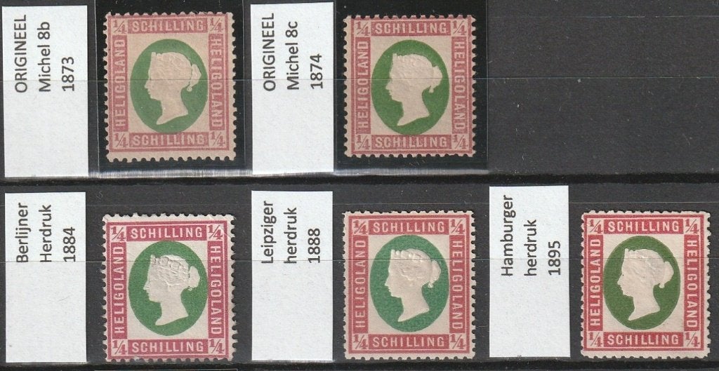HELGOLAND - HELIGOLAND Michel 8b, 8c en herdrukken, Ophalen of Verzenden, Duitse Keizerrijk