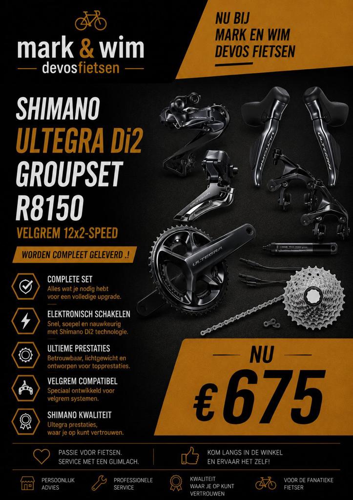 nieuwe ultegra di2 12 speed velgrem  groepen €675, Ophalen