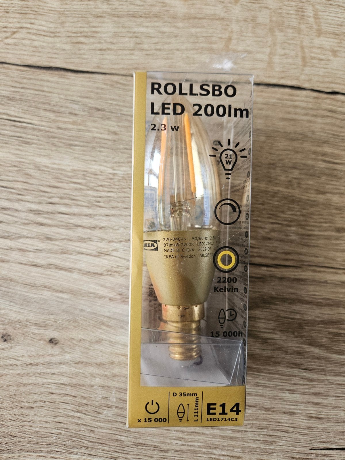 IKEA ROLLSBO LED E14 lamp 200lm 2.3W (gratis), Led-lamp, E14 (klein), Nieuw, Ophalen of Verzenden