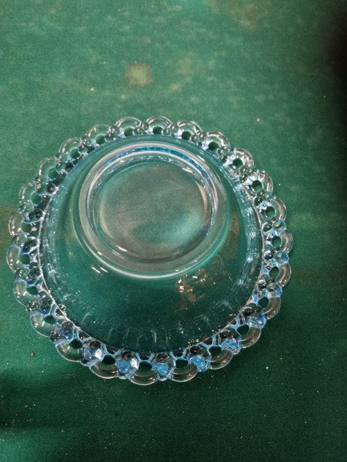 schaaltje blauw opengewerkt glas vintage, Ophalen of Verzenden