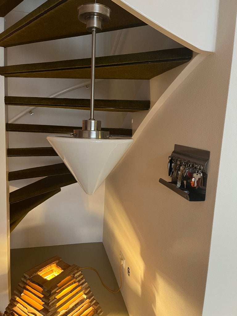 Art deco plafondlamp met (melk) glazen kap - Gispen | Giso, Huis en Inrichting, Lampen | Plafondlampen, Zo goed als nieuw, Plafondlamp