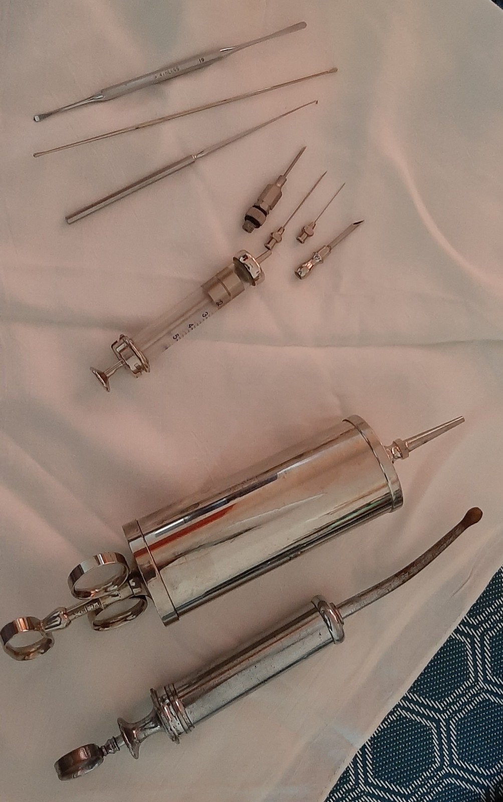 vintage medische set instrumenten, Antiek en Kunst, Ophalen