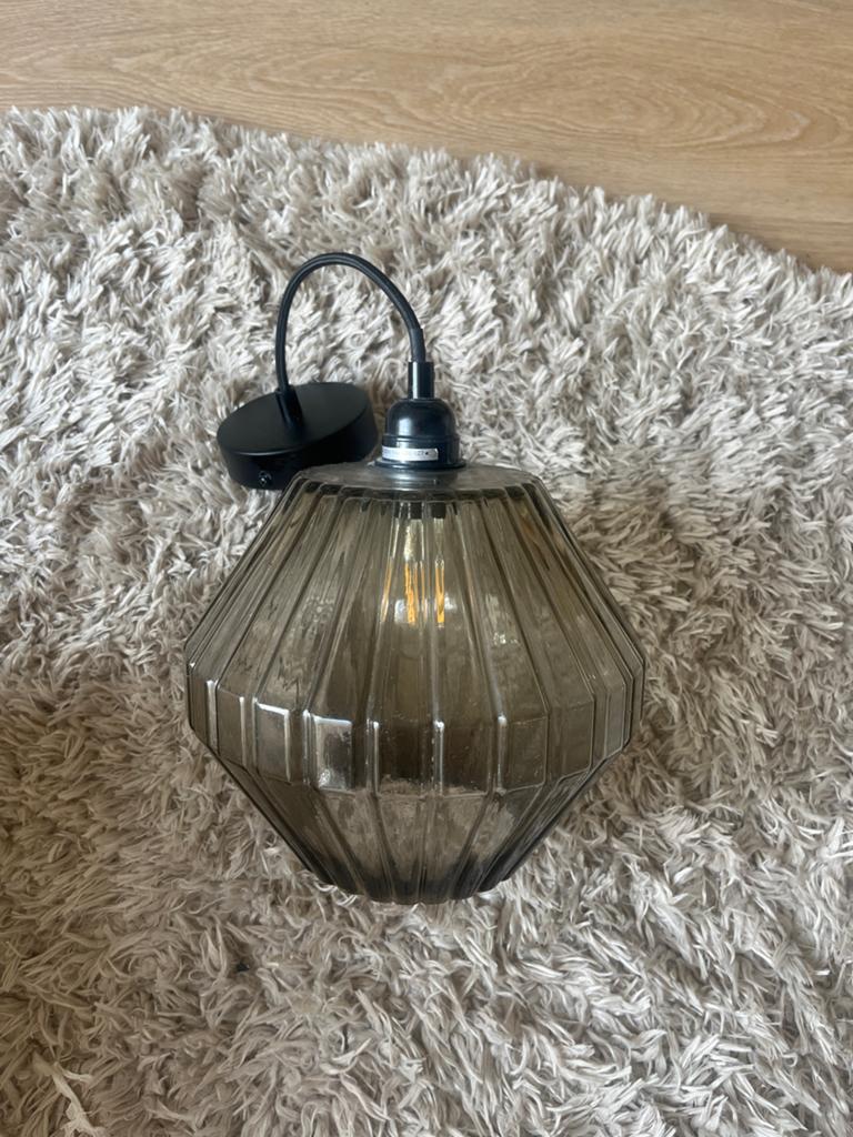 Moderne hanglamp met geribbeld glas, Ophalen, Minder dan 50 cm, Minder dan 25 cm, Minder dan 100 cm