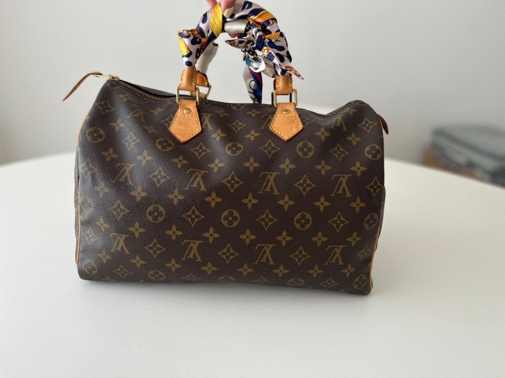 Louis Vuitton speedy 35, Ophalen of Verzenden, Zo goed als nieuw, Bruin, Handtas