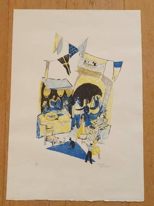 Dany Lartigue (1921-2017) litho de markt Le Marché, Ophalen