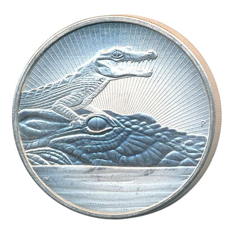 Australië 2 ounce zilver 2018 Krokodillen – Zilver, Ophalen of Verzenden, Zilver
