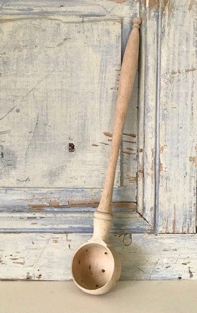 Grote Franse blank houten olijven lepel