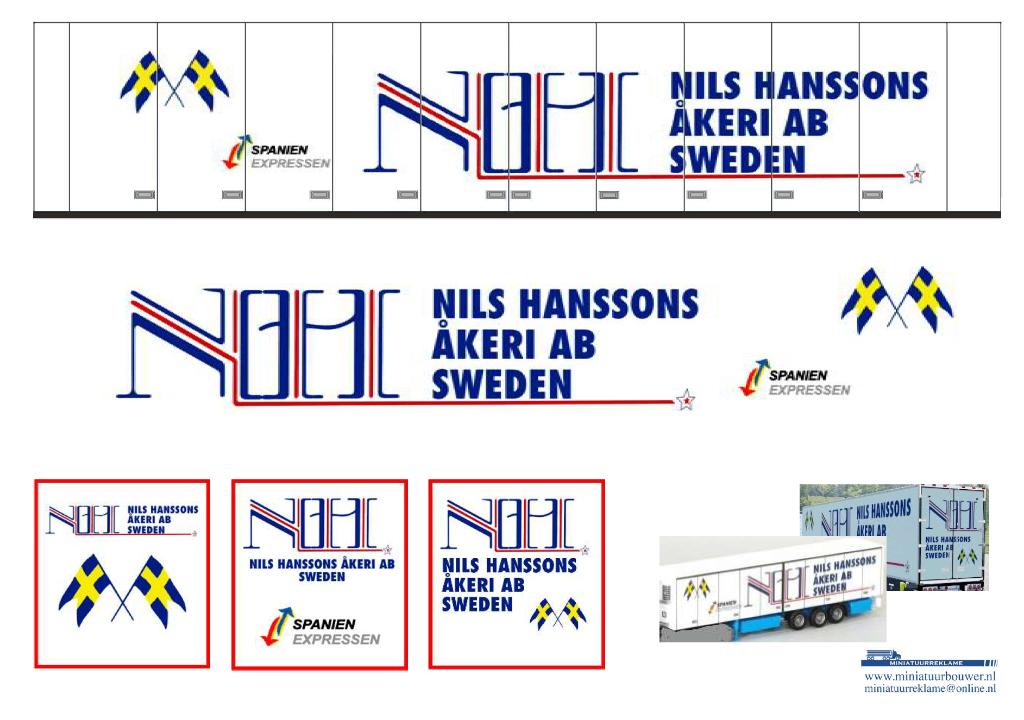 Vrachtauto decal 1:50 Nils Hanssons Zweden ( type 1 ), Verzenden, Nieuw, Bus of Vrachtwagen, Overige merken