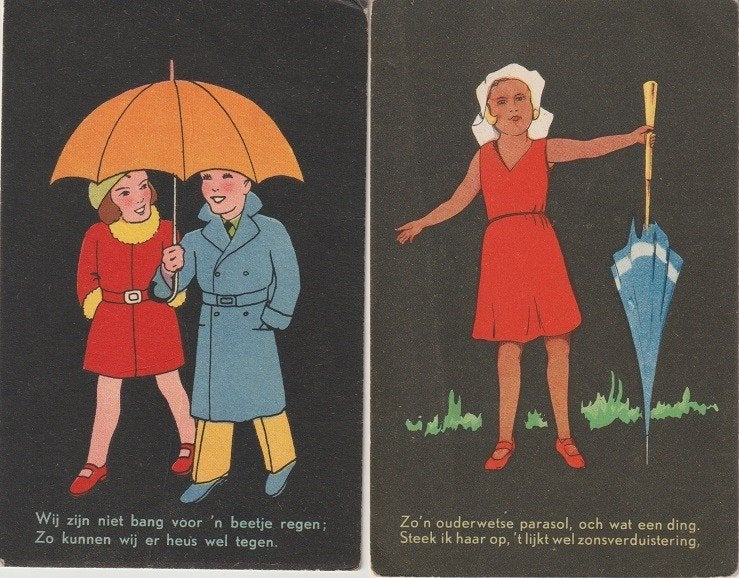 2x getekend na regen komt zonneschijn 1933/ongelopen, Verzenden, 1920 tot 1940, Gelopen, Overige thema's