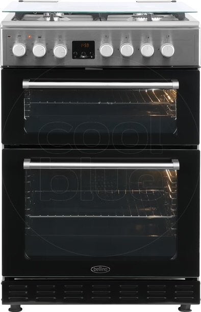New !!! Belling Fornuis met Dubbele Oven en Gaskookplaat, Ophalen, Gebruikt, 60 cm of meer, 4 kookzones