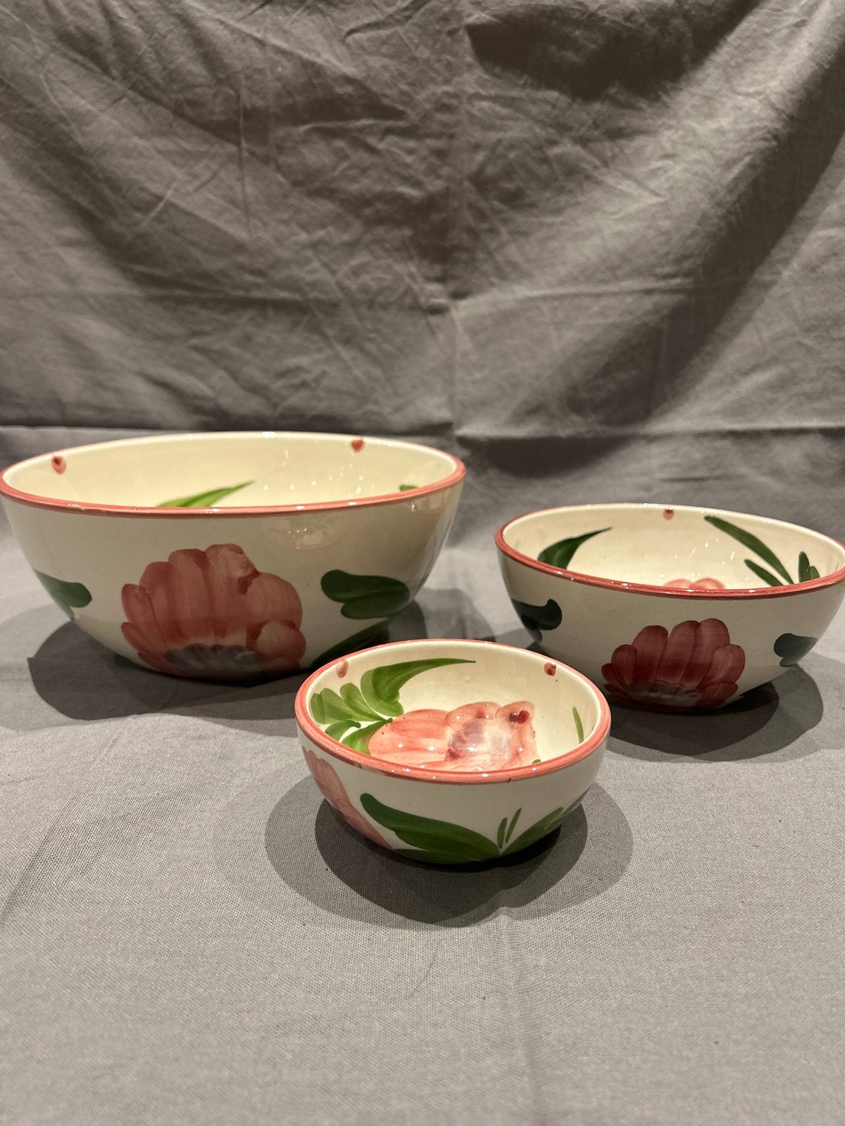 Zomerse schalenset van 3. Handgeschilderd, Spaanse aardewerk, Ophalen of Verzenden