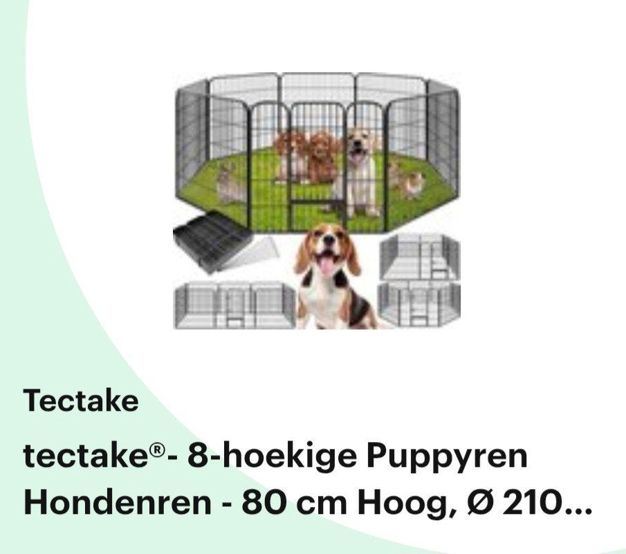 Tectake achthoekige Puppy-ren 80 cm hoog 210 cm doorsnee, Ophalen of Verzenden, Zo goed als nieuw