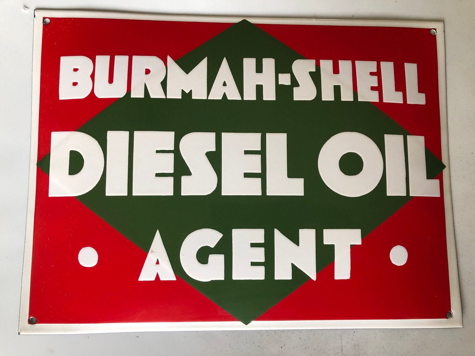 Apart Emaille Shell bord van Diesel agent, Verzamelen, Merken en Reclamevoorwerpen, Gebruikt, Reclamebord, Ophalen of Verzenden