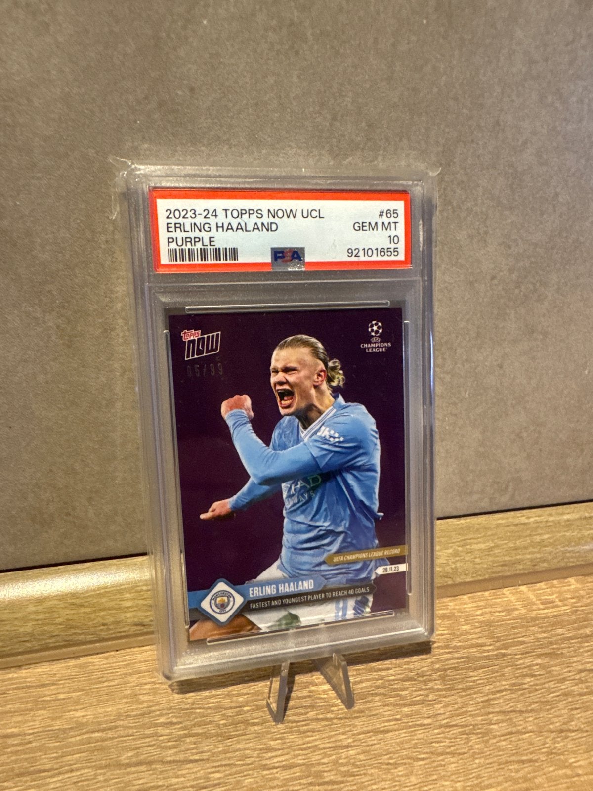 Erling Haaland Topps Now UCL Purple PSA 10, Ophalen of Verzenden, Nieuw, Buitenlandse clubs, Spelerskaart