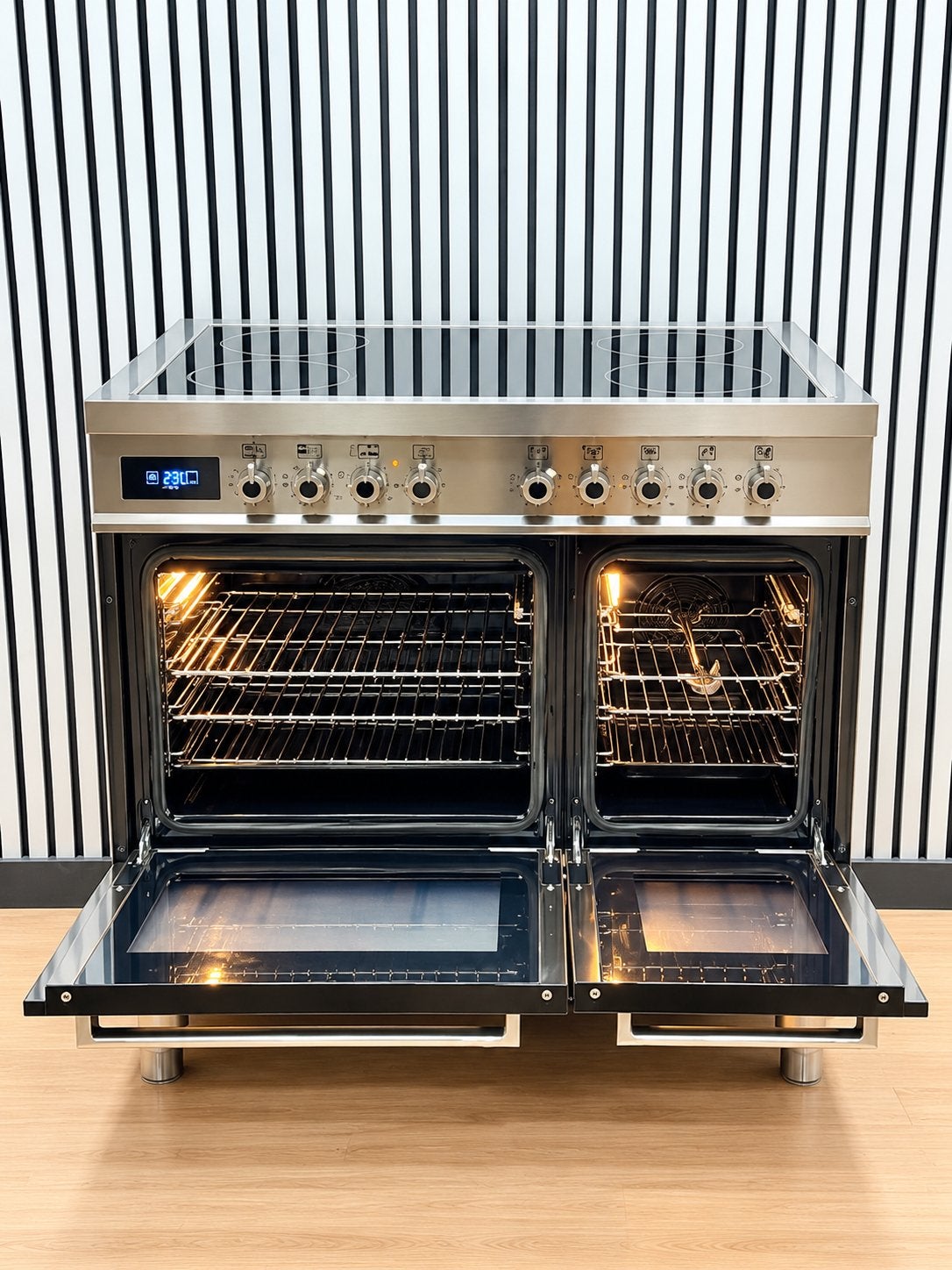 Luxe bertazonni Inductie Fornuis met dubbele oven 90 cm, Hete lucht, Fornello Esperta, Ophalen of Verzenden, 60 cm of meer