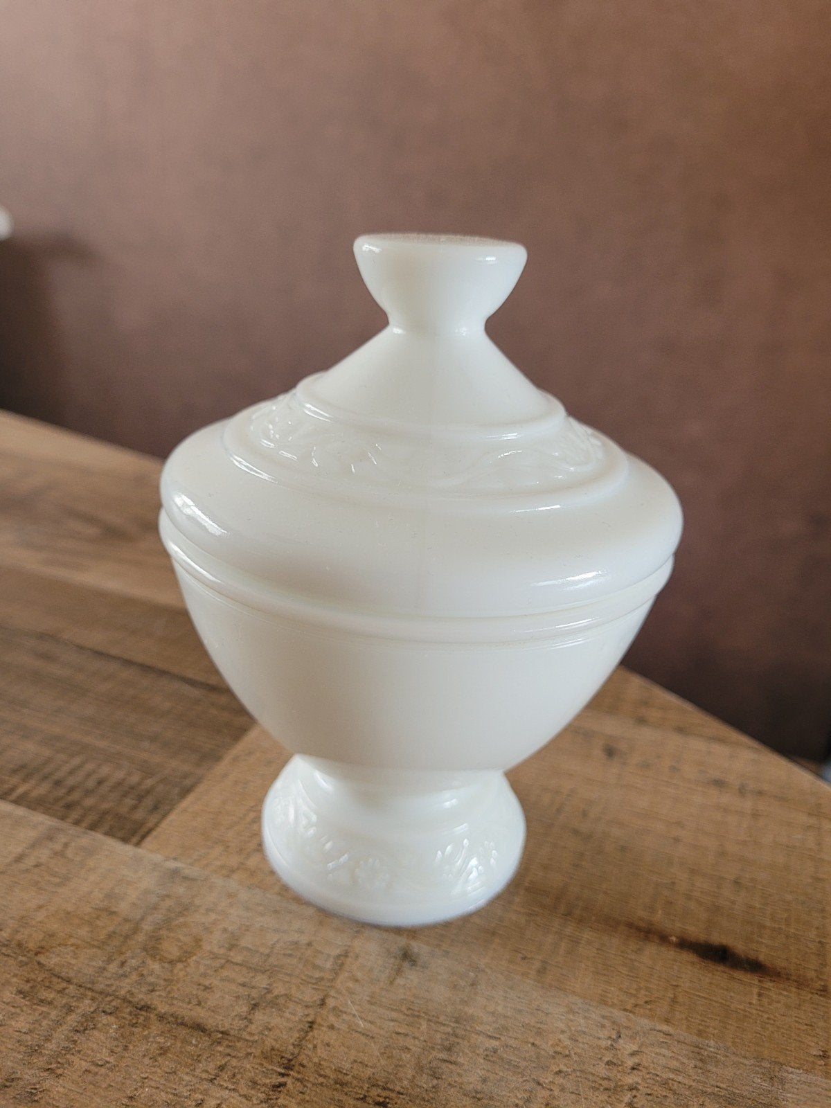 Vintage Melkglas Bonbonnière met Deksel - Wit, Ophalen of Verzenden