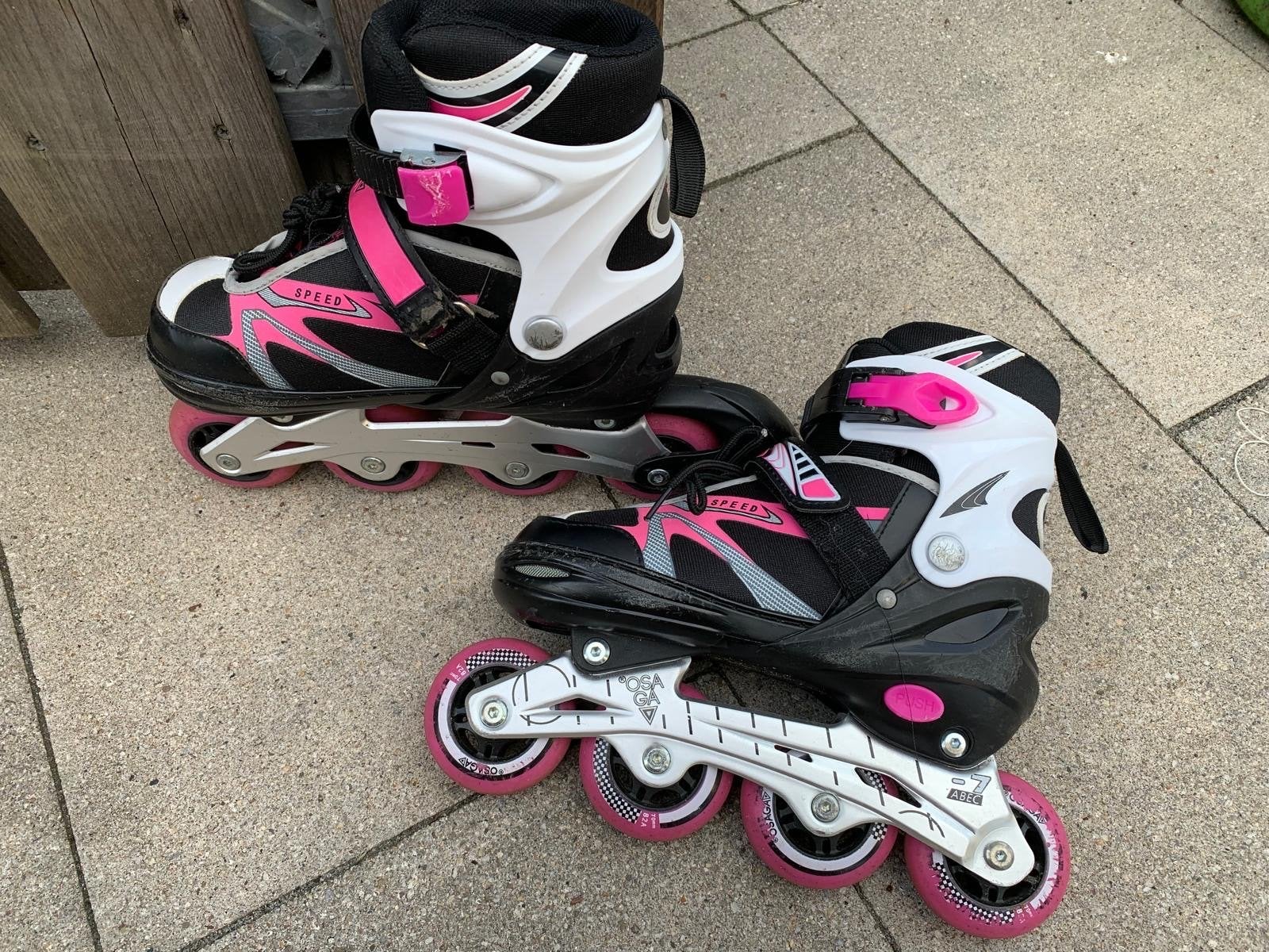 Skeelers roze maat 35-38 met bescherming, Overige merken, Kinderen, Ophalen of Verzenden, Inline skates 4 wielen