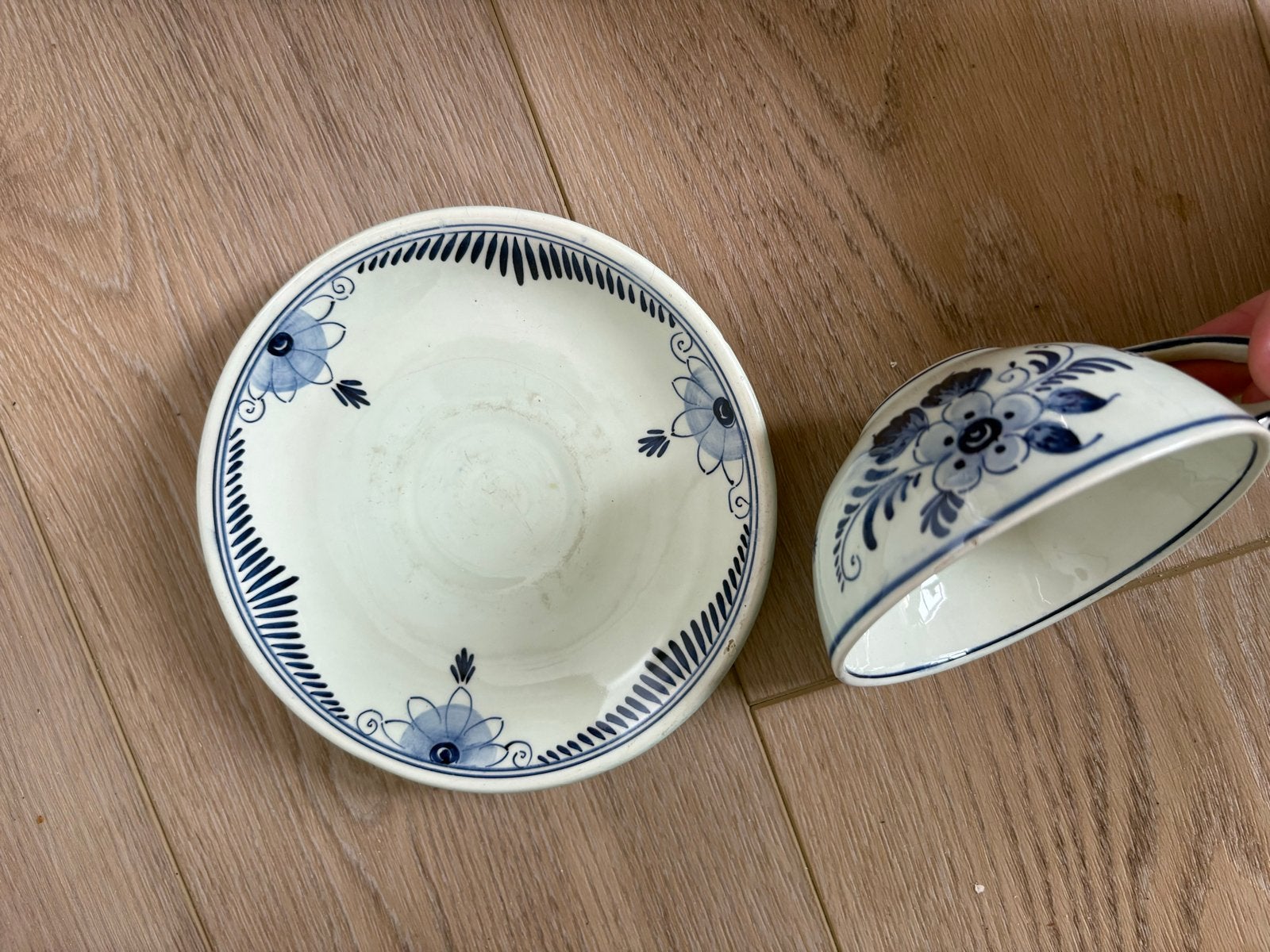 Set van 2x Delfts Blauw kop en schotel, Ophalen of Verzenden
