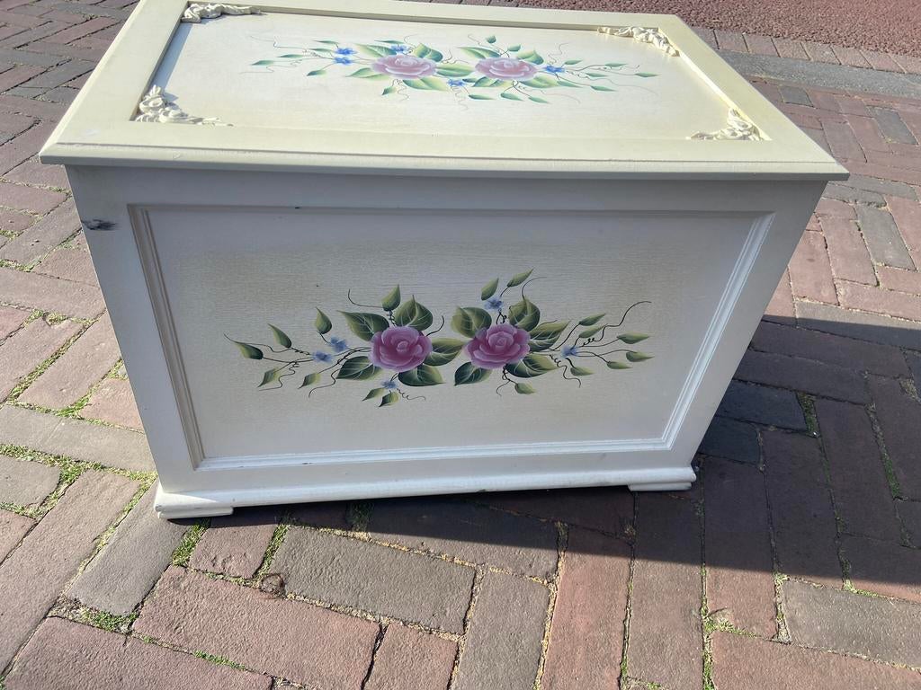 Zeer sjiek antieke brocante deken kist opberg kist luxe kast, Ophalen of Verzenden, Zo goed als nieuw, 50 tot 100 cm, Minder dan 50 cm