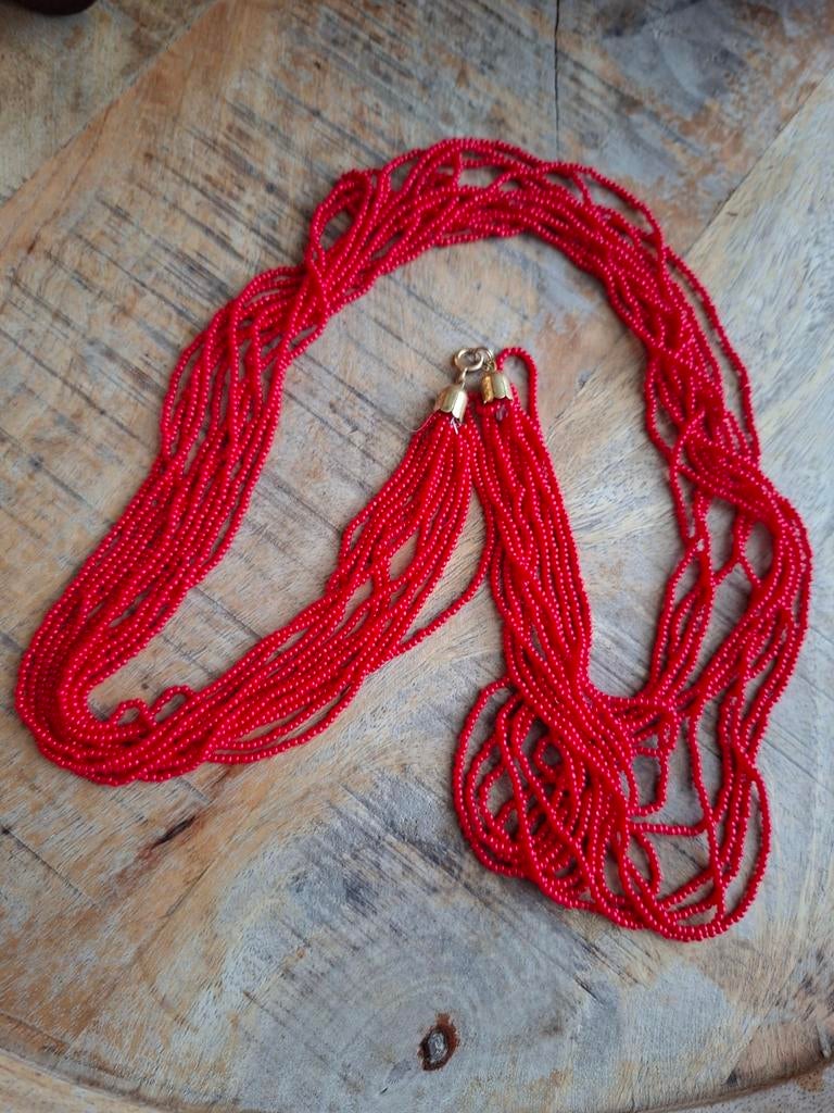 Bloedkoraal ketting te koop, Ophalen of Verzenden, Zo goed als nieuw, Rood, Steen of Mineraal