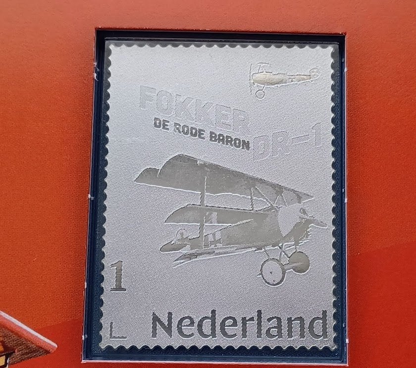 Zilveren postzegel Fokker DR-1, De Rode Baron, Verzenden, Na 1940, Postfris