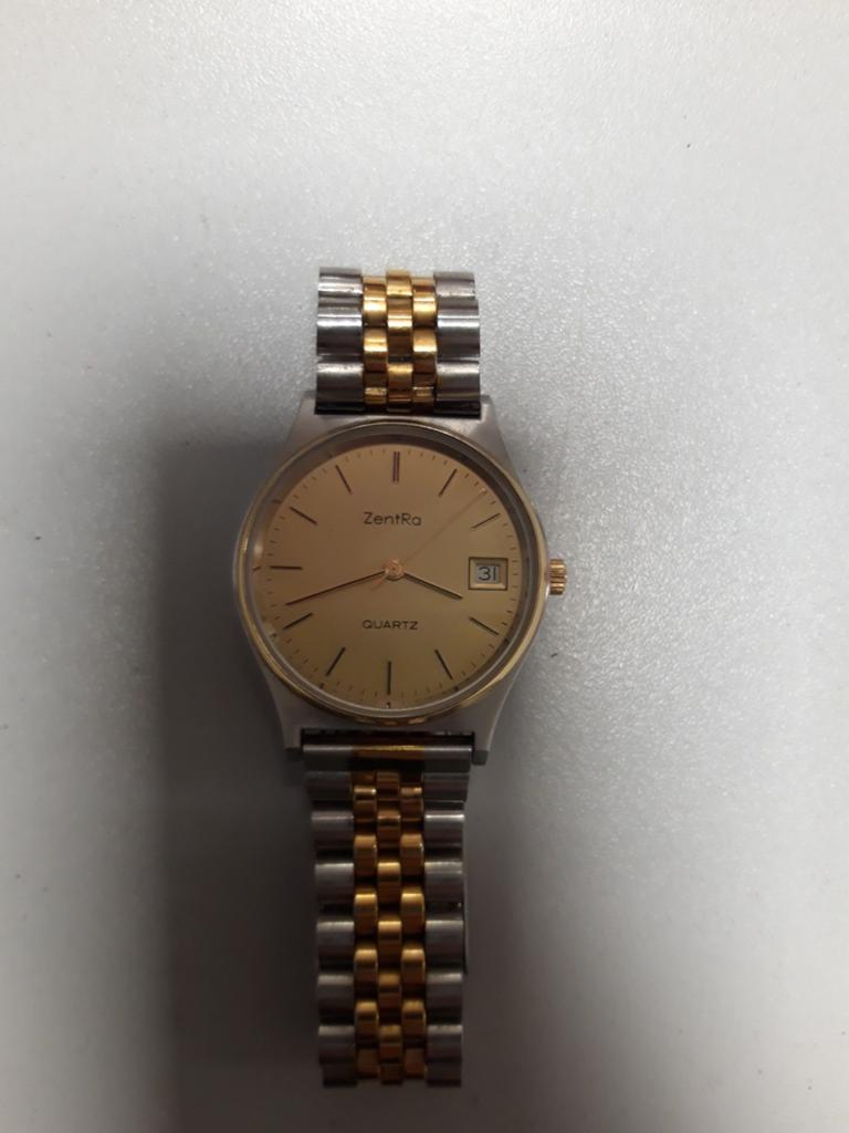 Vintage Zentra Quartz Horloge - Tweekleurig Design, Ophalen of Verzenden, Gebruikt, Leer, Overige merken