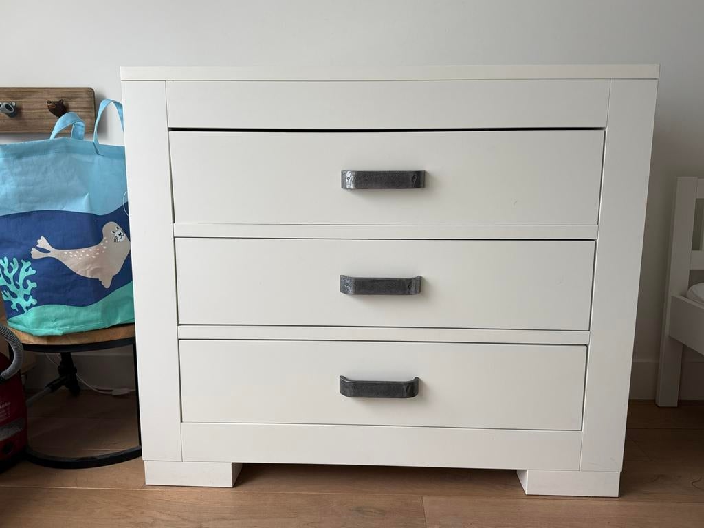 Witte Commode met 3 Lades, Kinderen en Baby's, Kinderkamer | Commodes en Kasten, Ophalen, Gebruikt, 50 tot 70 cm, 100 cm of meer