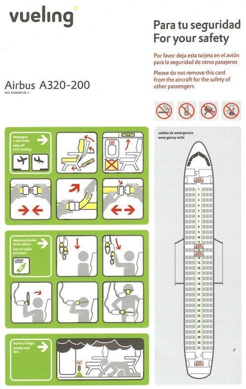 Vueling - Airbus A320-200, Ophalen of Verzenden, Zo goed als nieuw, Kaart, Foto of Prent