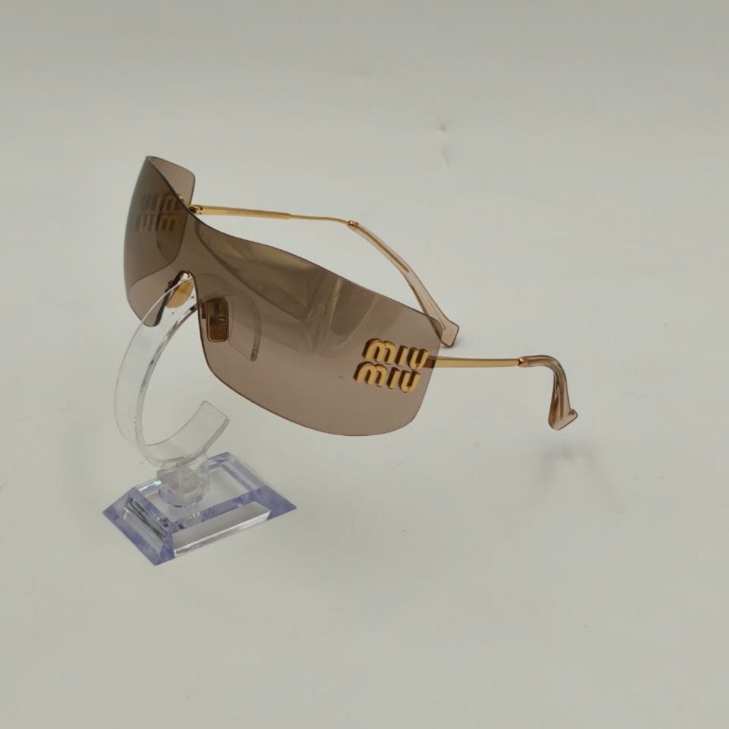 Miu Miu SMU B53S Designer dames zonnebril goudbruin, Flex Ltd., Zo goed als nieuw, https://flex.com/contact-us, Nobelstraat 10, 5807 GA Oostrum LB, Limburg, Nederland