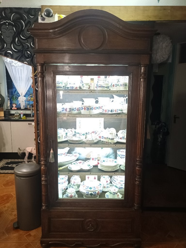 Antieke service Vitrinekast met LED Verlichting kast, Ophalen, Met deur(en), 200 cm of meer, 50 tot 100 cm