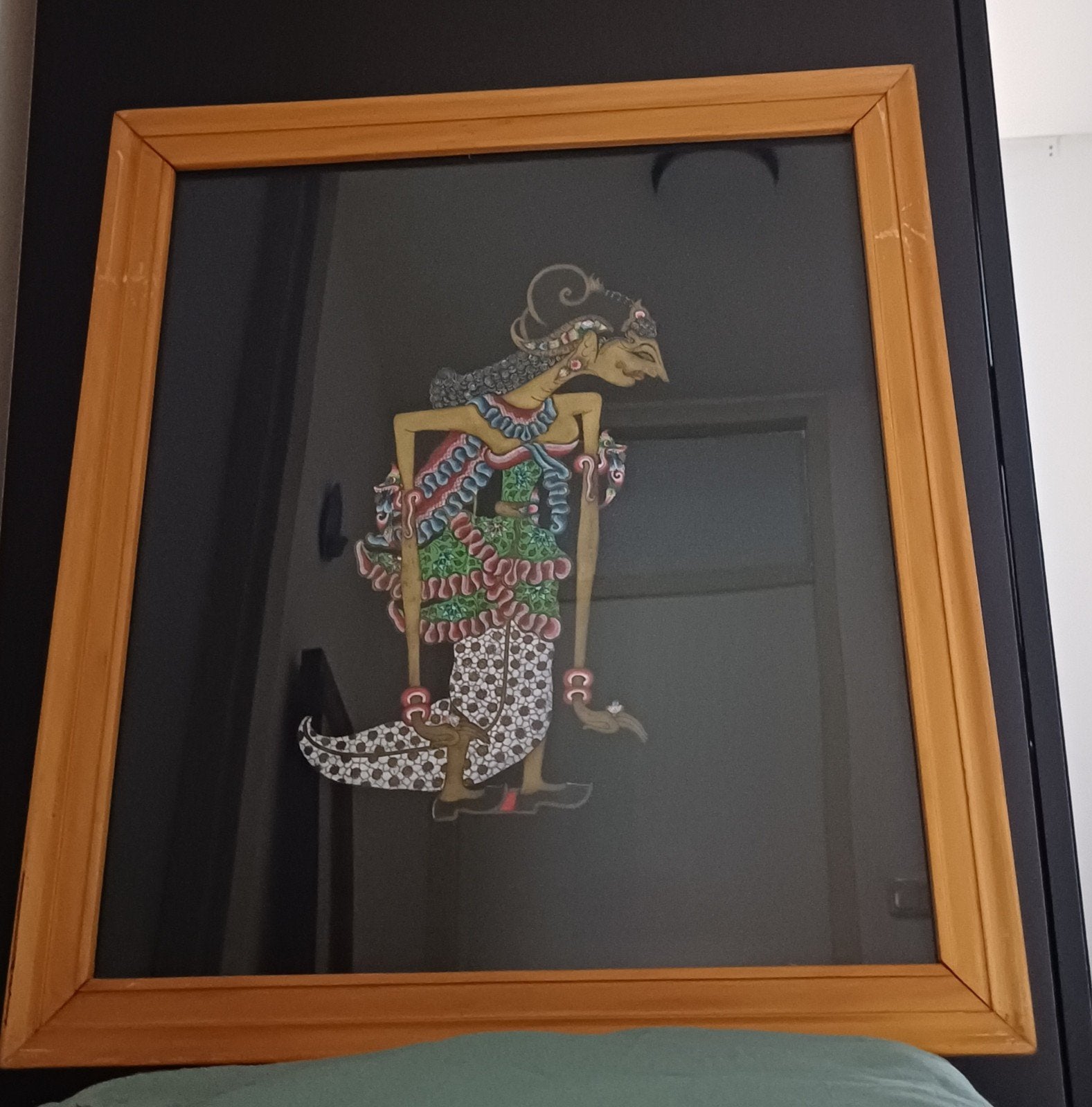 Ingelijste Wayang Kulit pop - Indonesische schaduwpop, Ophalen, Natuurlijk materiaal, Ingelijst, Indonesië
