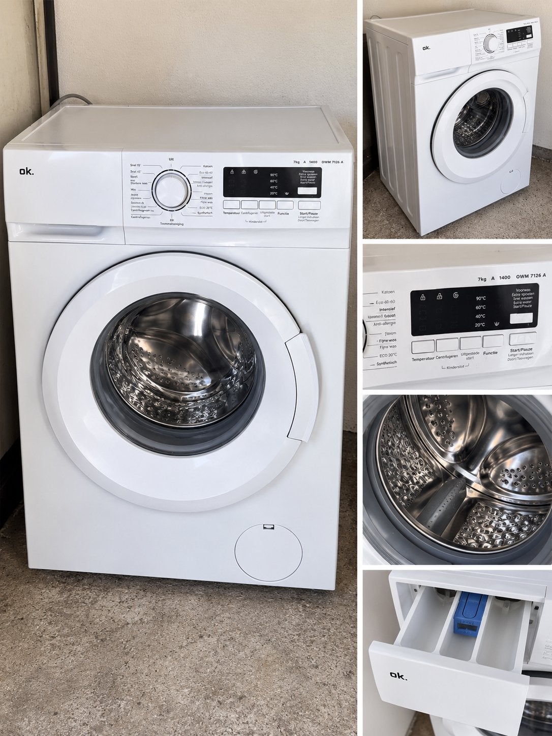 OK. OWM 7126 A Wasmachine | 1400 Toeren | Bon & Verzekering, Witgoed en Apparatuur, Ophalen, Zo goed als nieuw, 85 tot 90 cm, 1200 tot 1600 toeren