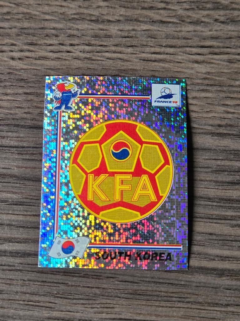 Panini World Cup Frankrijk 1998 embleem Zuid Korea, Ophalen of Verzenden, Zo goed als nieuw, Buitenlandse clubs, Poster, Plaatje of Sticker