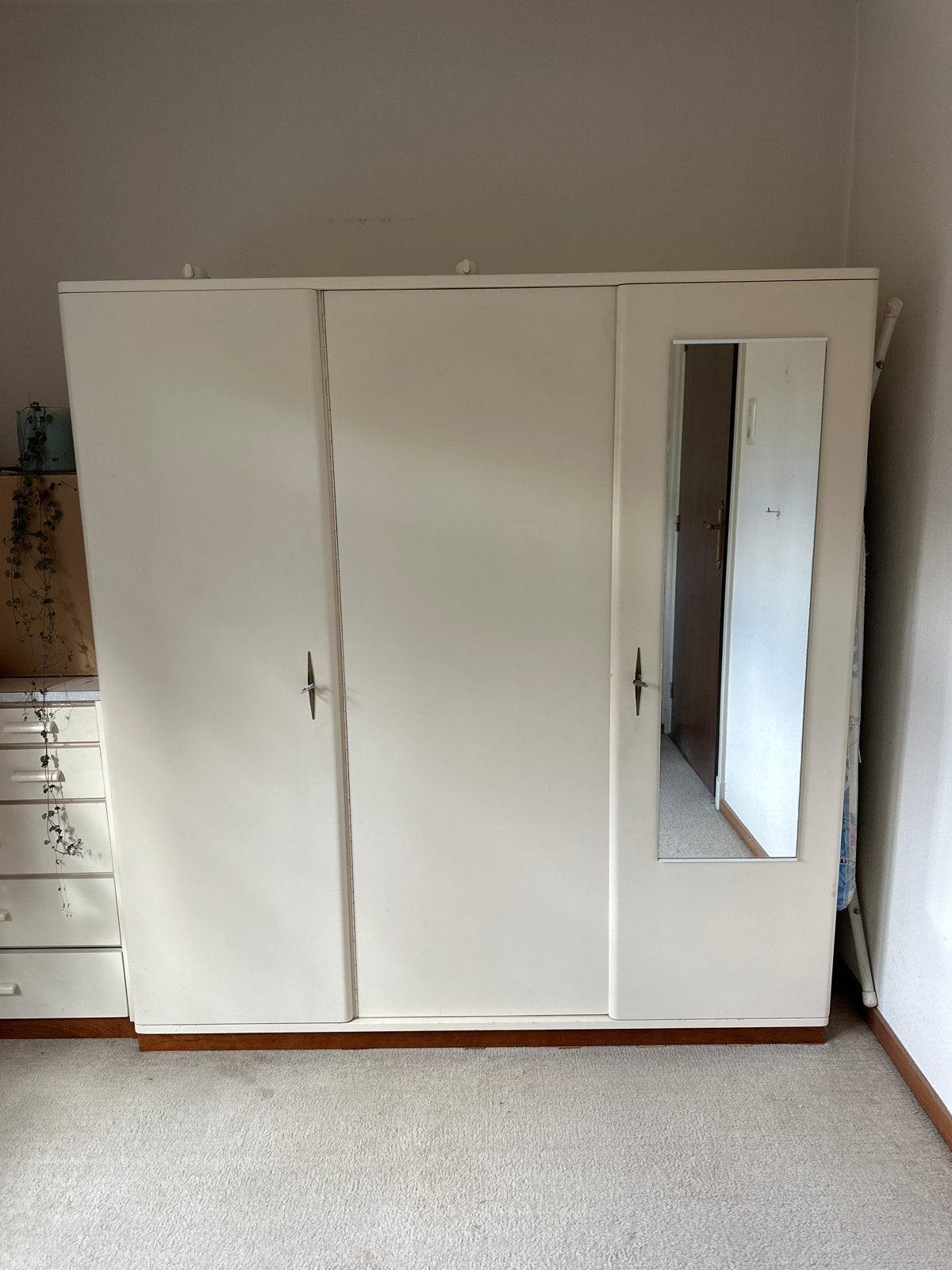Vintage kledingkast met spiegel, Ophalen, Gebruikt, 150 tot 200 cm, Overige houtsoorten