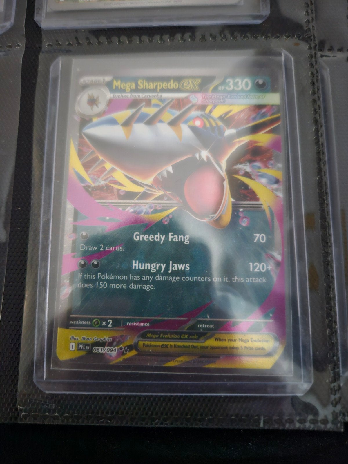 Pokemon Mega Sharpedo ex 061/094 Phantasmal Flames, Ophalen of Verzenden, Zo goed als nieuw, Losse kaart, Foil