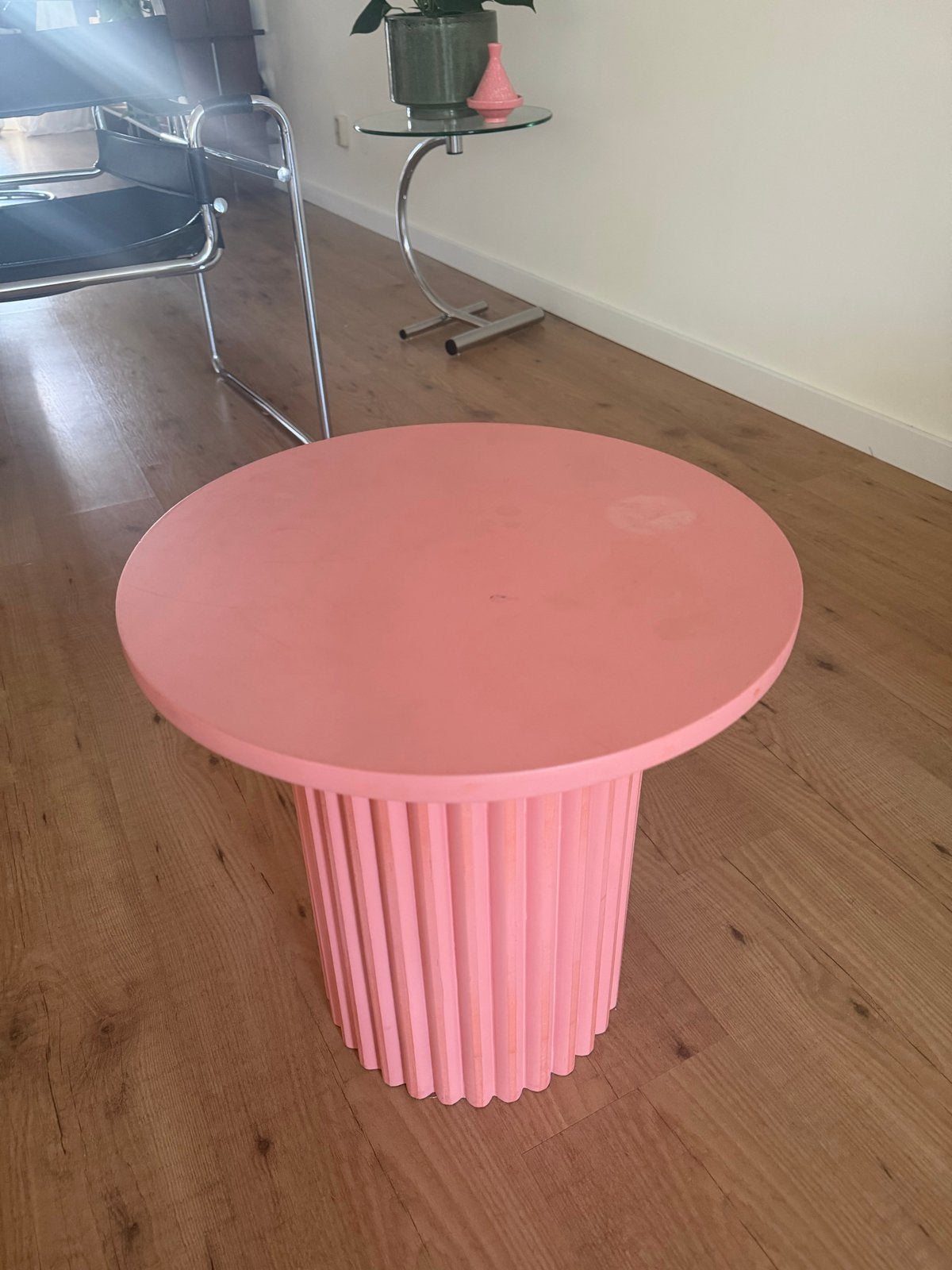 Sissy-Boy Bijzettafel - Roze Ribbel Design, Overige materialen, Minder dan 55 cm, Gebruikt, Rond