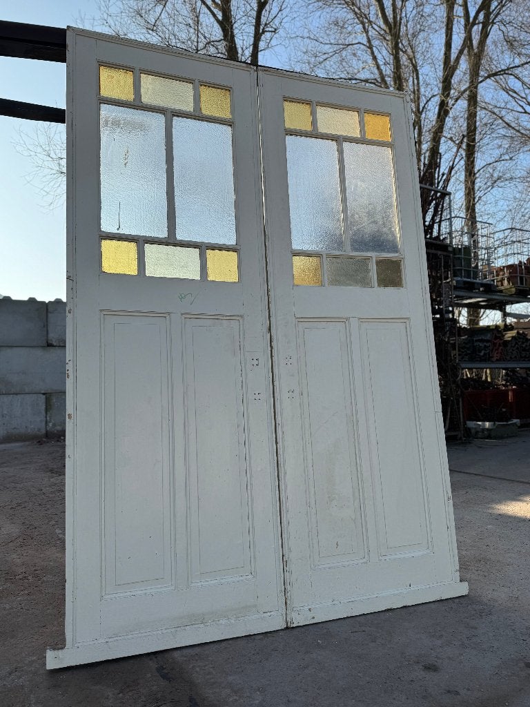 Set schuif / en-suite deuren met glas en roede 263x178cm, Antiek en Kunst, Ophalen